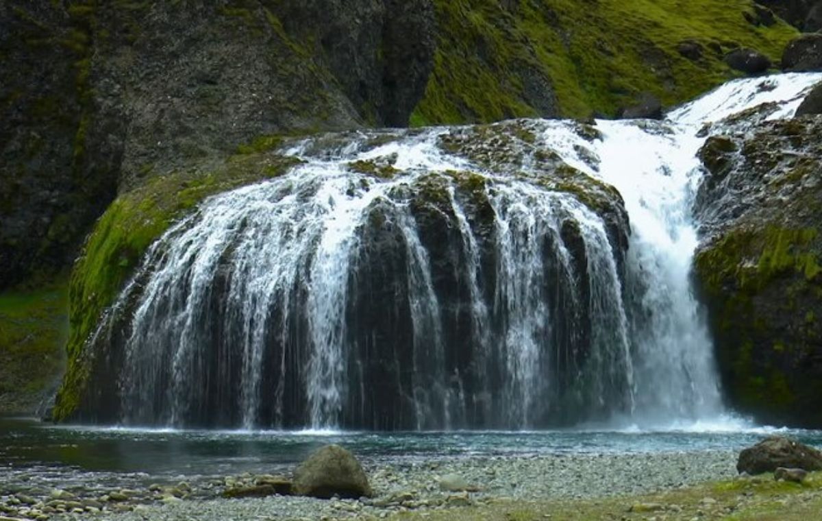 Waterfall in a Tanzanian forest similar to the Choma waterfalls stop near Mikumi