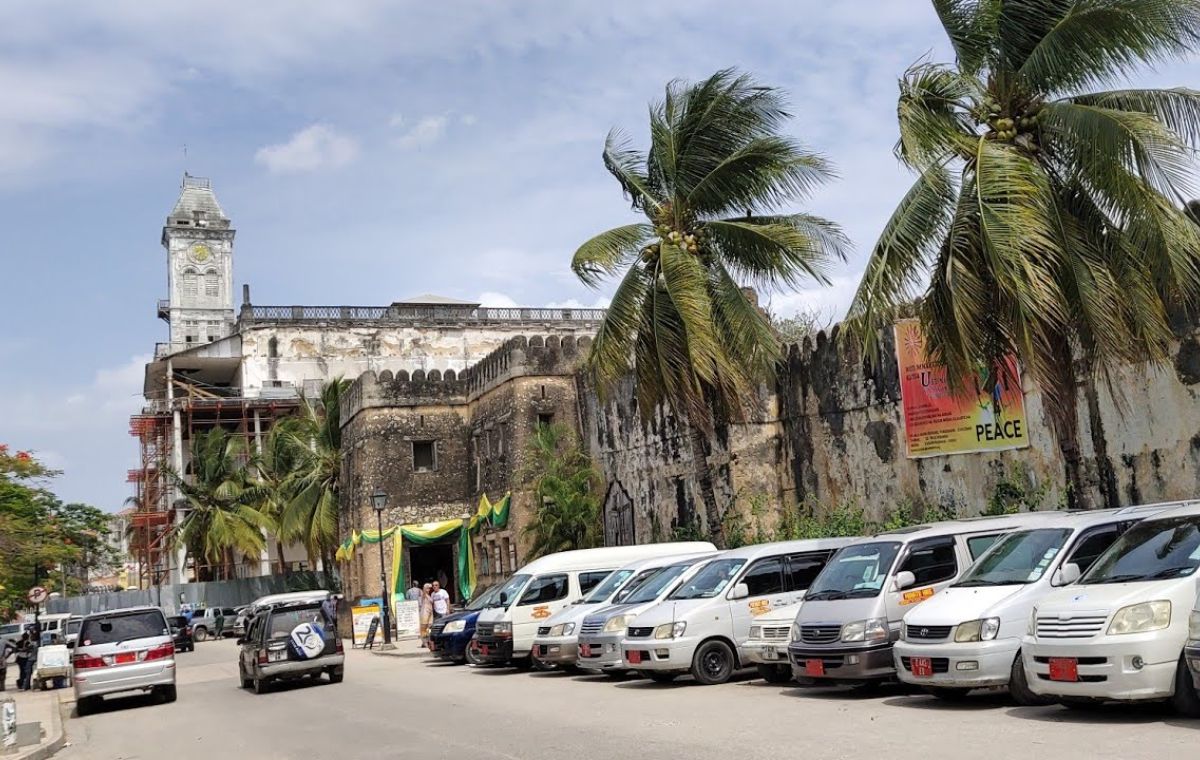 Historic Stone Town street near Zanzibar airport transfer drop off point